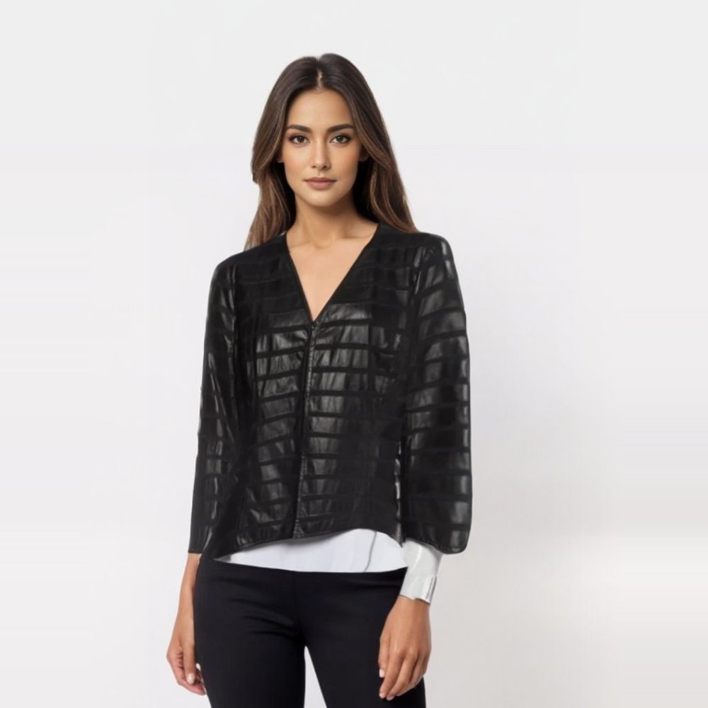LAFAYETTE 148 Leather Evening Jacket Bikercore
